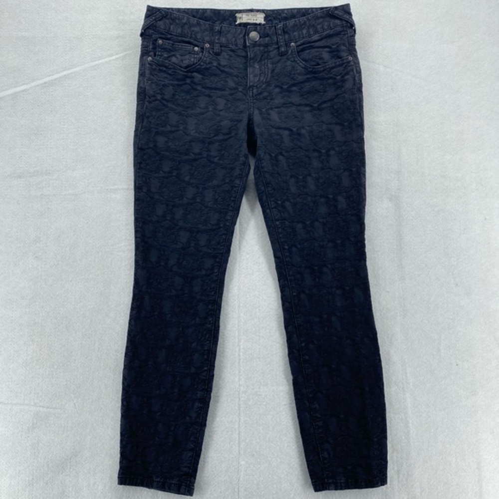Free People Jacquard Textured Skinny Crop Jean